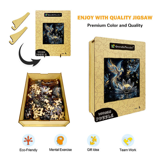 Celestial Phoenix Lotus Wooden Jigsaw Puzzle