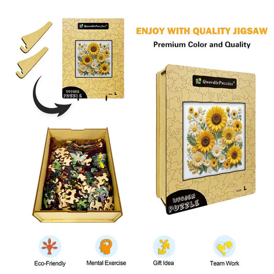 Sunflower Bliss Garden Wooden Jigsaw Puzzle