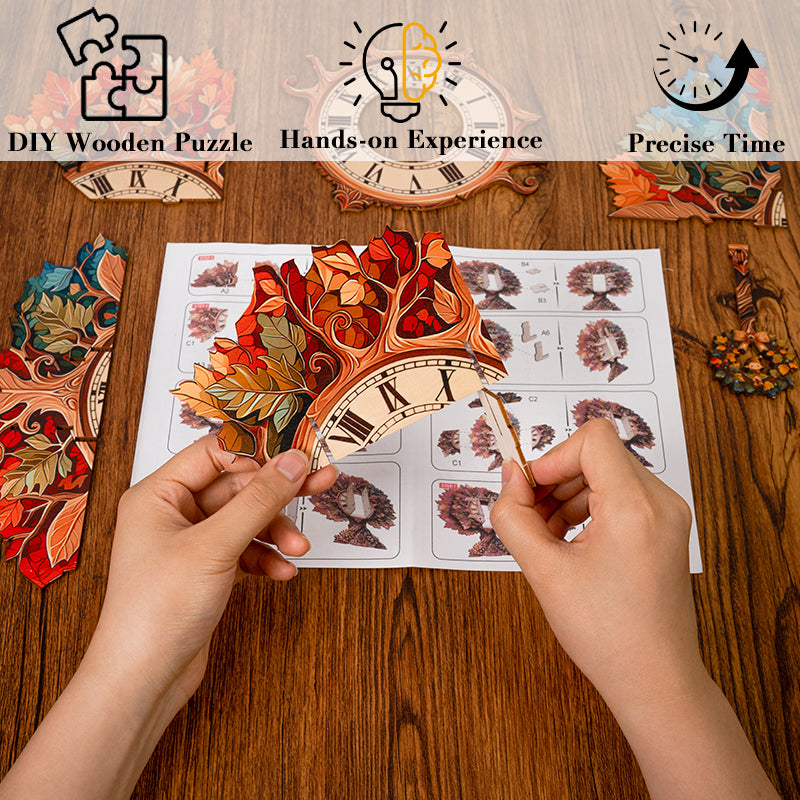 Autumn Tree Timepiece Wooden Clock Puzzle