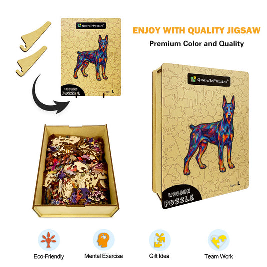 Vibrant Doberman Dog Wooden Puzzle