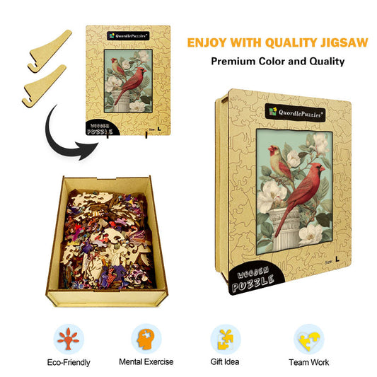 Perched Cardinals Wooden Jigsaw Puzzle