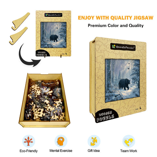 Bear in Winter Forest Wooden Jigsaw Puzzle