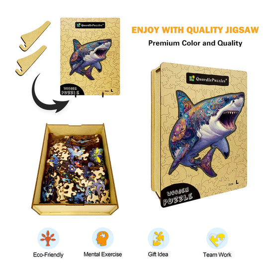 Whimsical Shark Wooden Jigsaw Puzzle