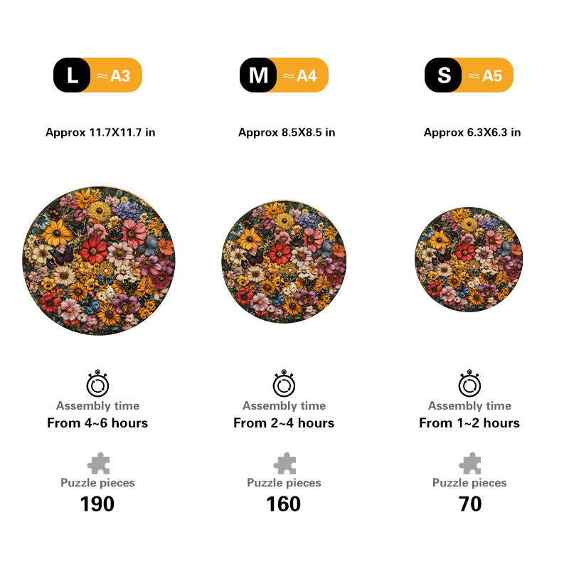 Floral Medley Wooden Jigsaw Puzzle