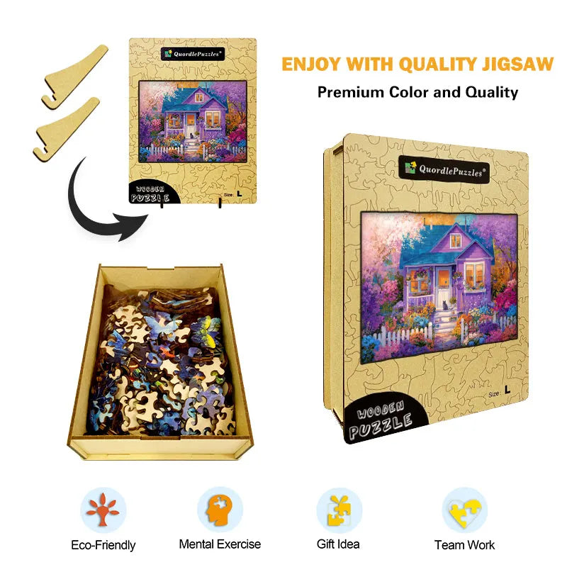 Flower Cottage Wooden Jigsaw Puzzle