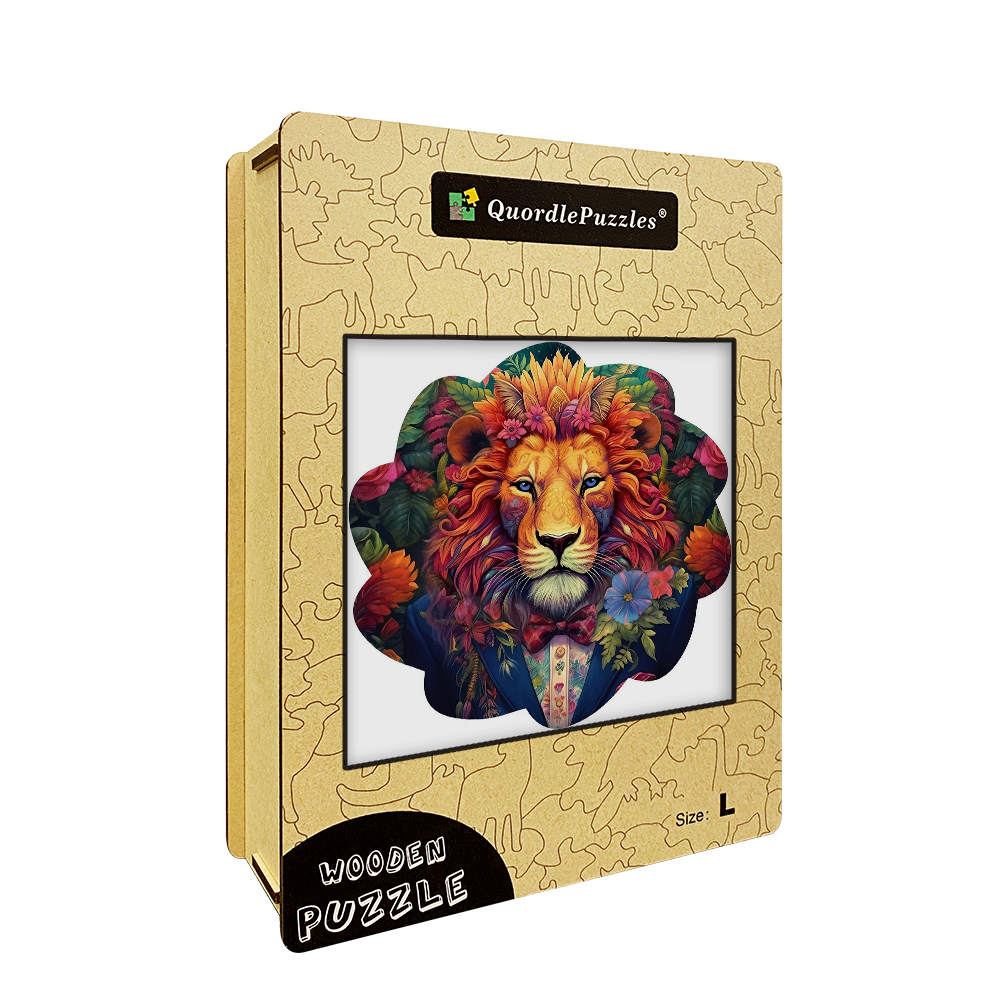 🔥LAST DAY 86% -Aesthetic Lion In Flowers  Owl Wooden Jigsaw Puzzle