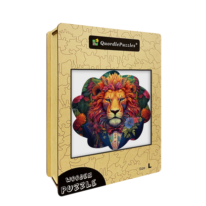 🔥LAST DAY 86% -Aesthetic Lion In Flowers  Owl Wooden Jigsaw Puzzle