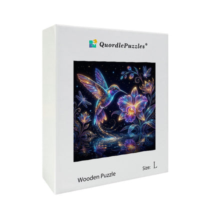 Luminous Hummingbird Dream Wooden Jigsaw Puzzle