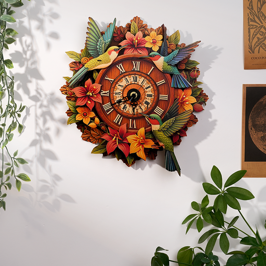 Hummingbird Garden Wooden Clock Puzzle