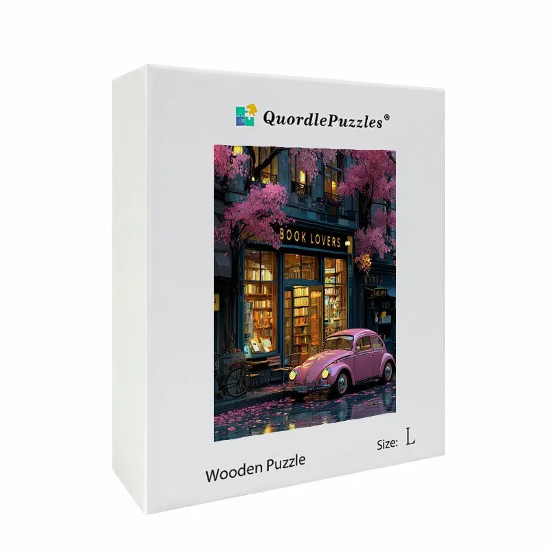 Night Bookstore Wooden Jigsaw Puzzle