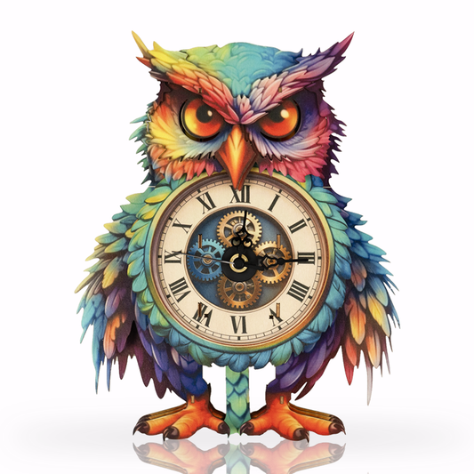 Rainbow Owl 3D Wooden Clock Puzzle