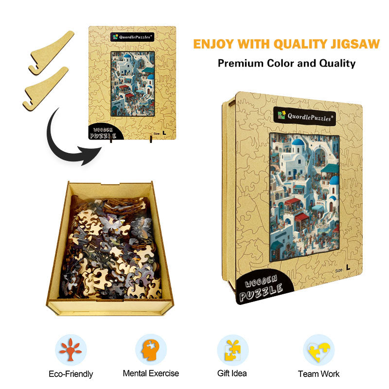 Blue Town Bazaar Wooden Jigsaw Puzzle