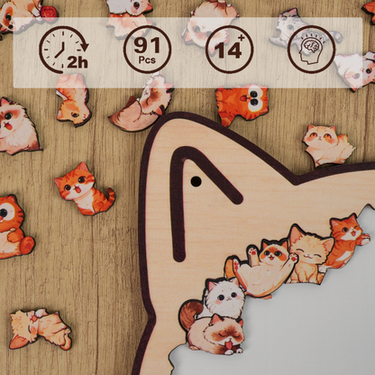 Cozy Cat Crowd Gathering Display Puzzle