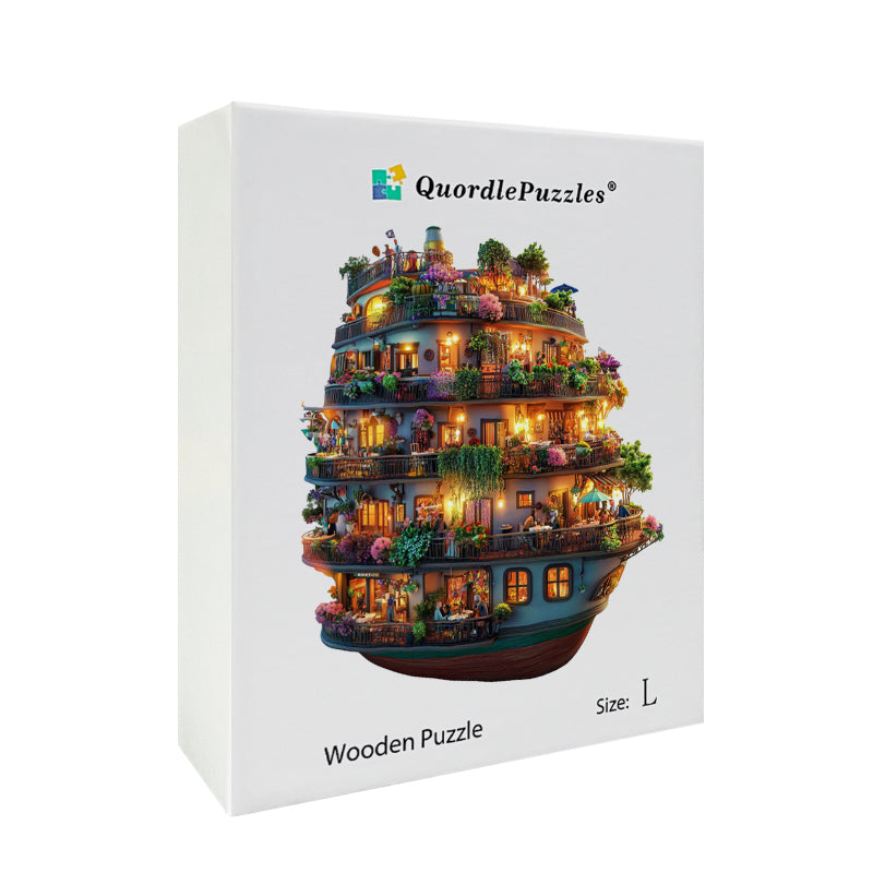 Flower-Filled Floating Ship Wooden Jigsaw Puzzle