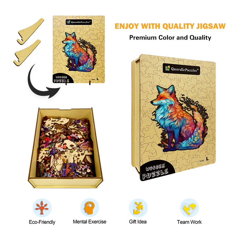 🔥Last Day 86% OFF-Wonderful FOX Colourful Wooden Jigsaw Puzzle