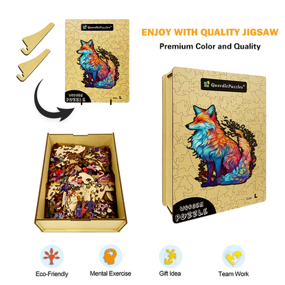 🔥Last Day 86% OFF-Wonderful FOX Colourful Wooden Jigsaw Puzzle