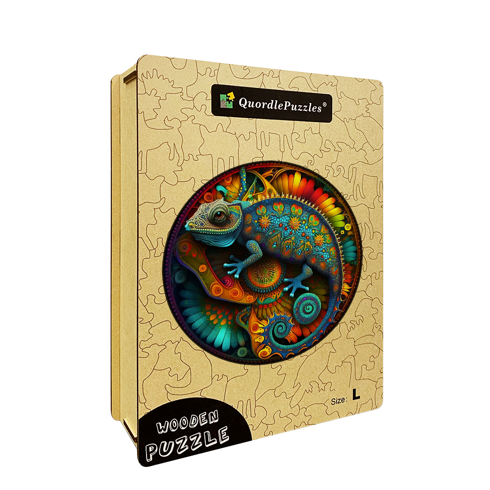 Mandala Chameleon Wooden Jigsaw Puzzle
