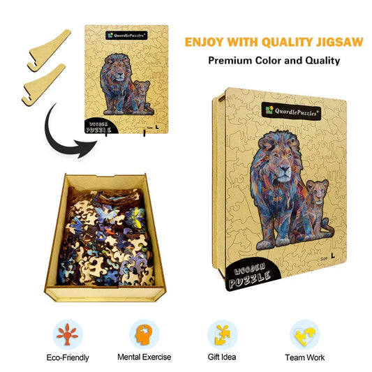 Majestic Lion Pair Wooden Jigsaw Puzzle