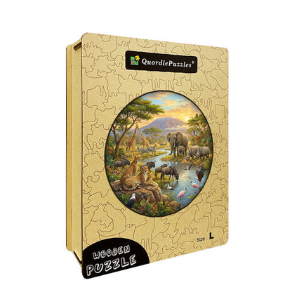 Savannah Wildlife Circle Wooden Jigsaw Puzzle