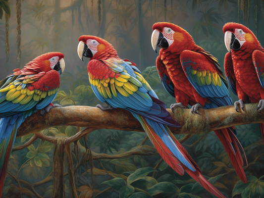 Tropical Paradise with Parrots Wooden Jigsaw Puzzle