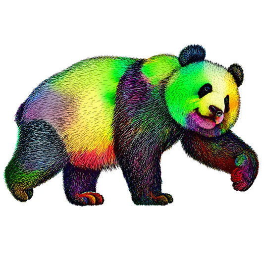 Rainbow Strolling Panda Wooden Jigsaw Puzzle