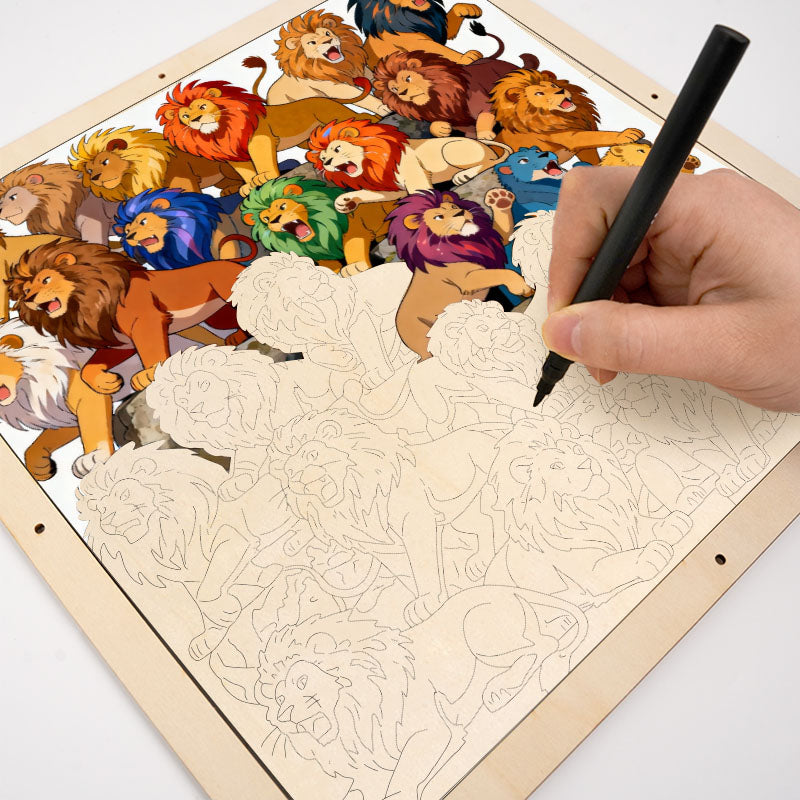 Majestic Lions - Wooden Coloring Puzzle