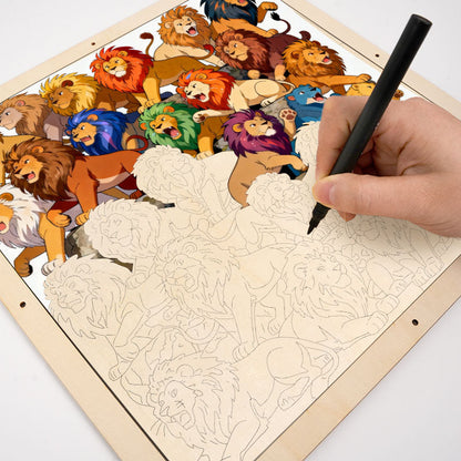 Majestic Lions - Wooden Coloring Puzzle