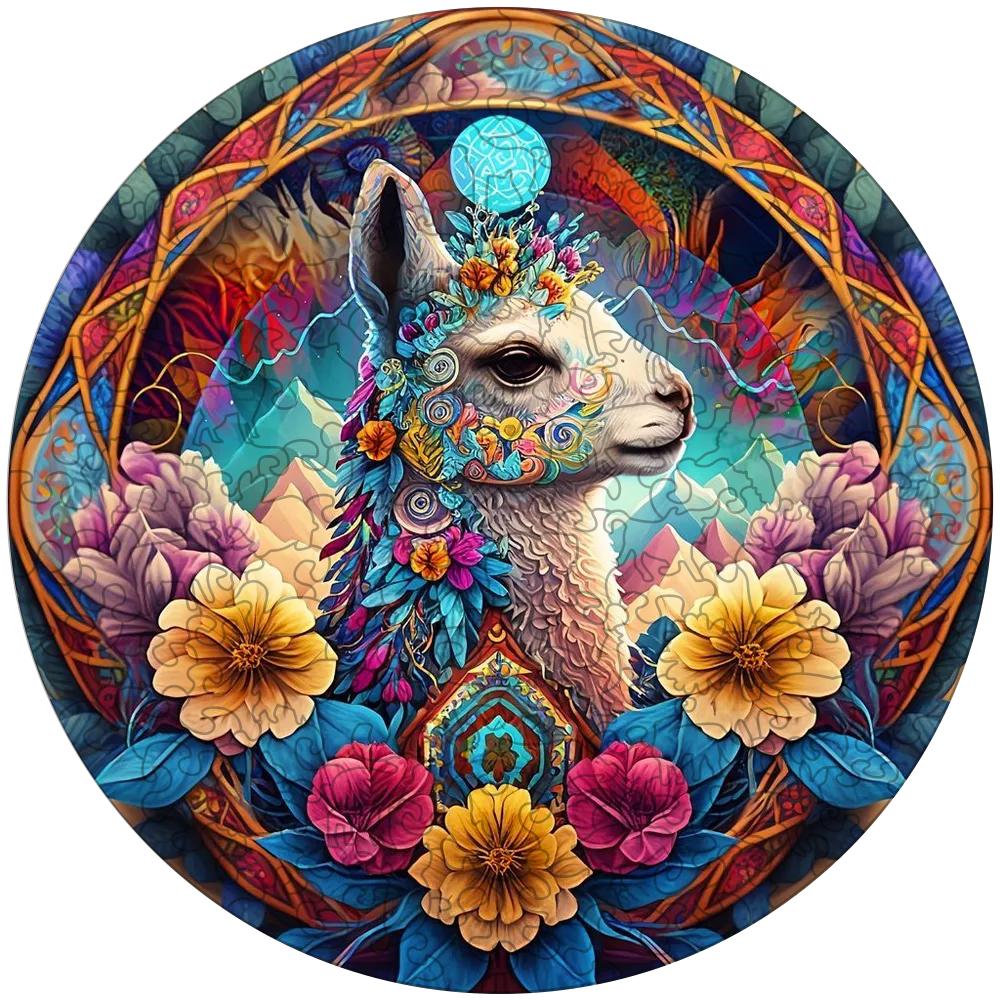 Mandala Lama Wooden Jigsaw Puzzle