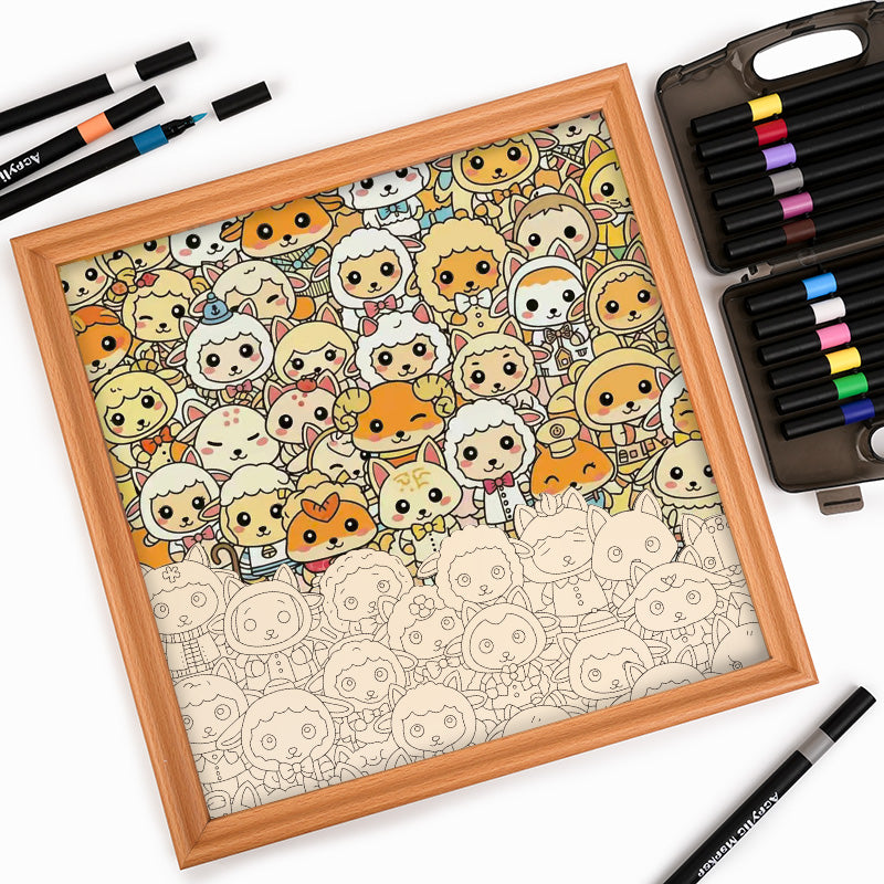 Sheep Friends - Wooden Coloring Puzzle