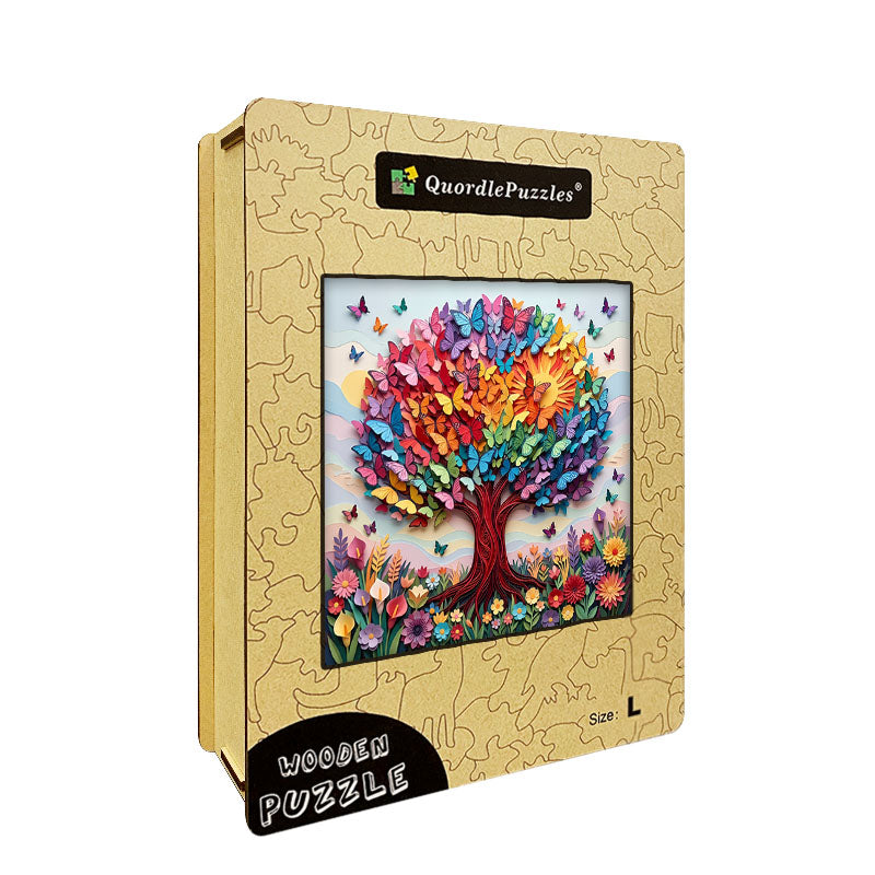 Rainbow Butterfly Tree Wooden Jigsaw Puzzle
