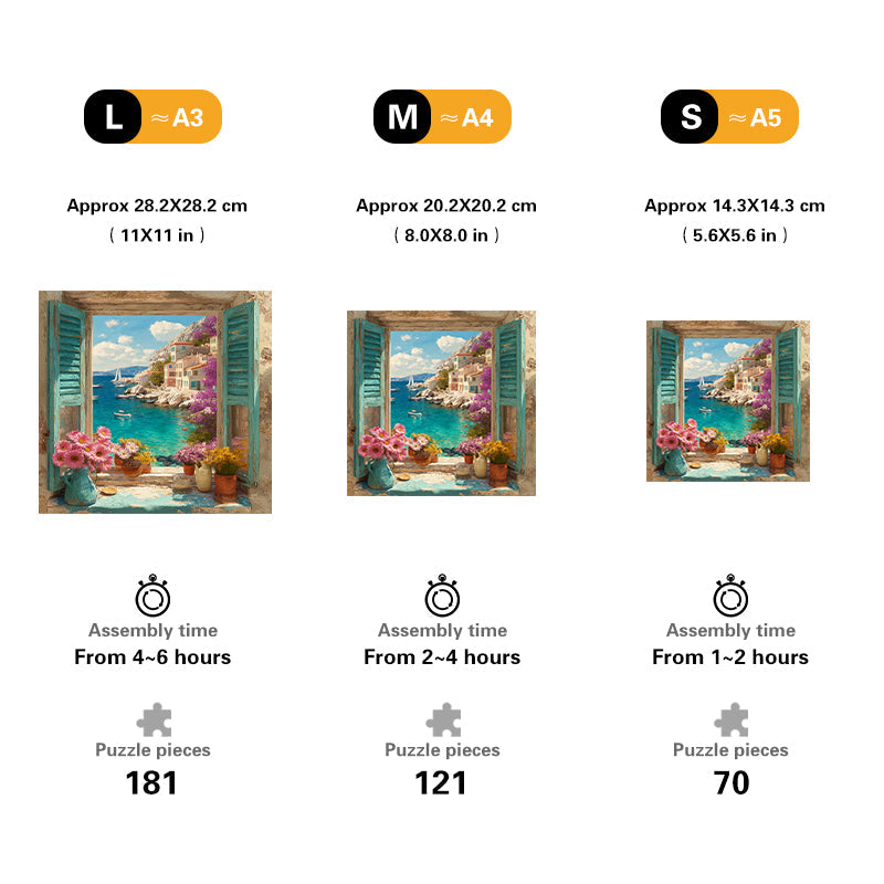 Mediterranean Window Wooden Jigsaw Puzzle
