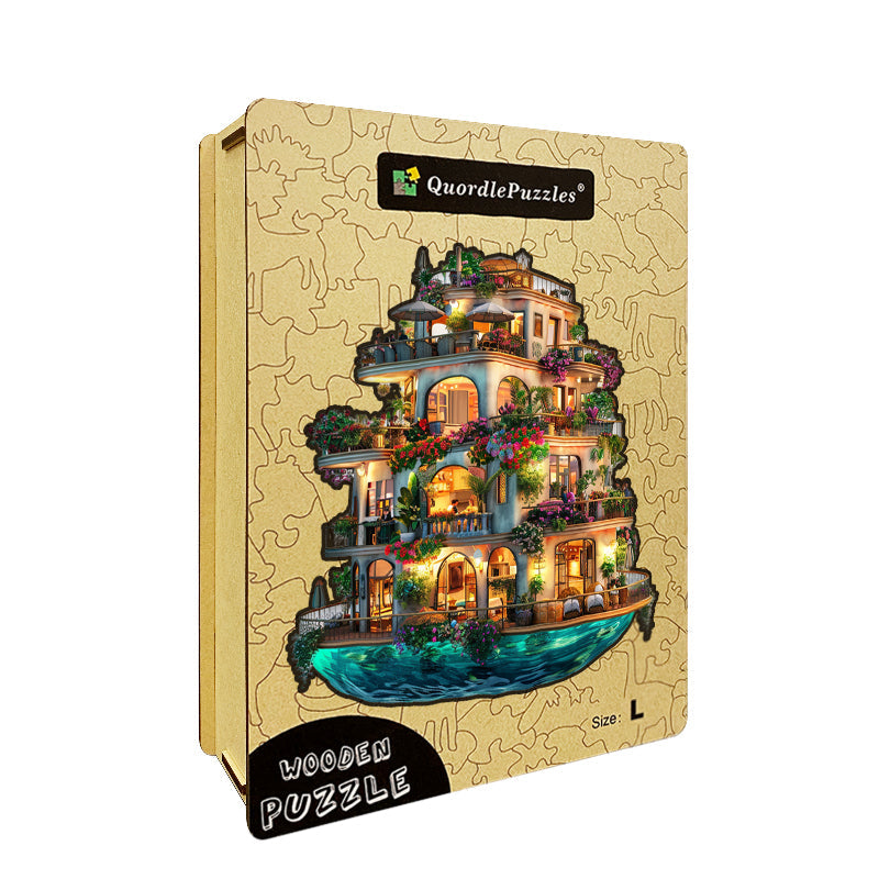 Floating Flower-Filled Ship Wooden Jigsaw Puzzle