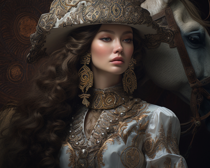 Elegant Woman in Royal Attire Wooden Jigsaw Puzzle