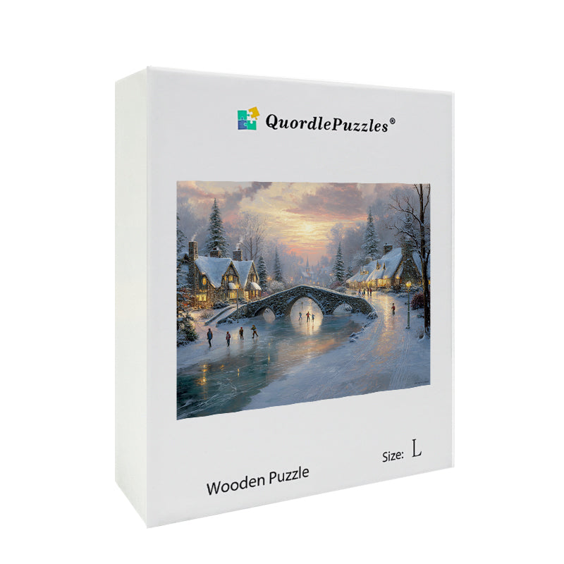 Winter Ice Skating Wooden Jigsaw Puzzle