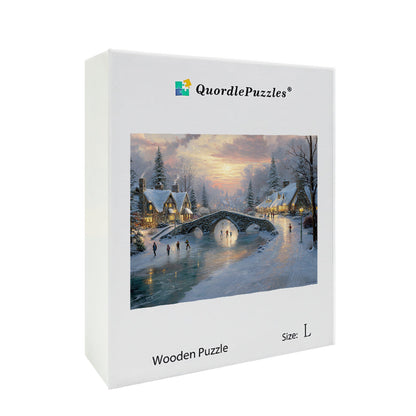 Winter Ice Skating Wooden Jigsaw Puzzle