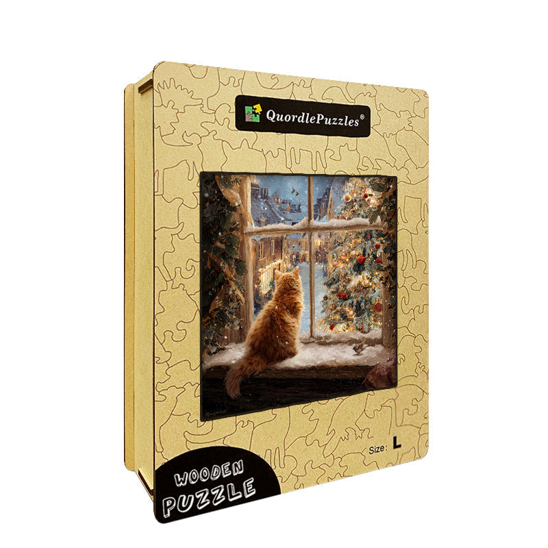 Winter Cat Wooden Jigsaw Puzzle