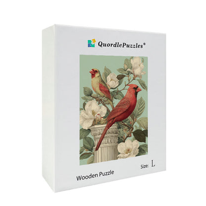 Perched Cardinals Wooden Jigsaw Puzzle