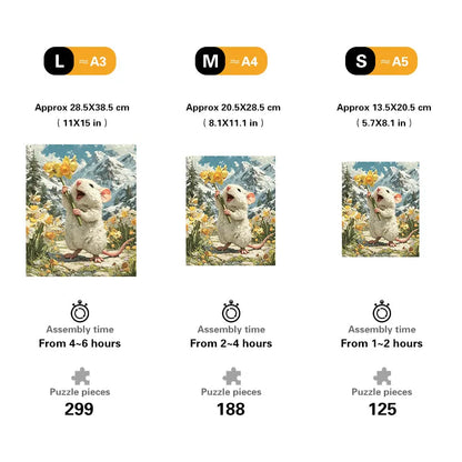 Mouse Daffodils Wooden Jigsaw Puzzle