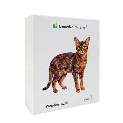 Colorful Abstract Cat Wooden Puzzle
