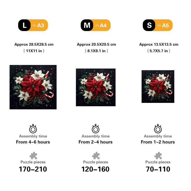 Holiday Poinsettia Wooden Jigsaw Puzzle