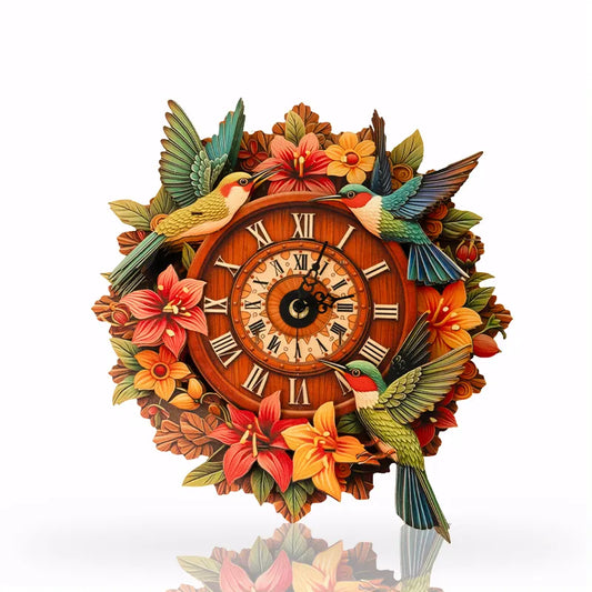 Hummingbird Garden Wooden Clock Puzzle