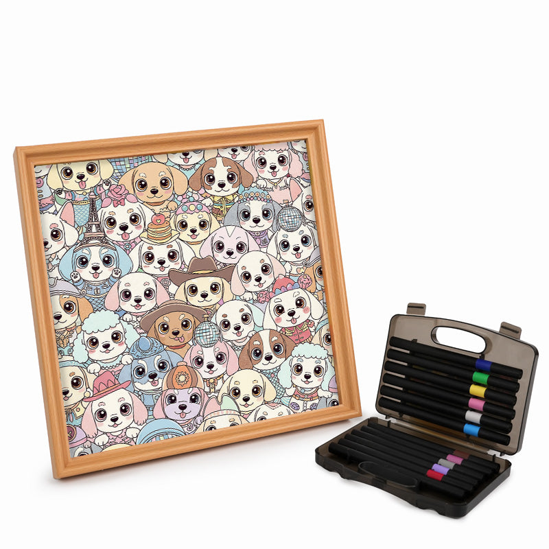 Cute Puppies- Wooden Coloring Puzzle