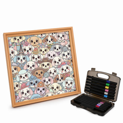 Cute Puppies- Wooden Coloring Puzzle