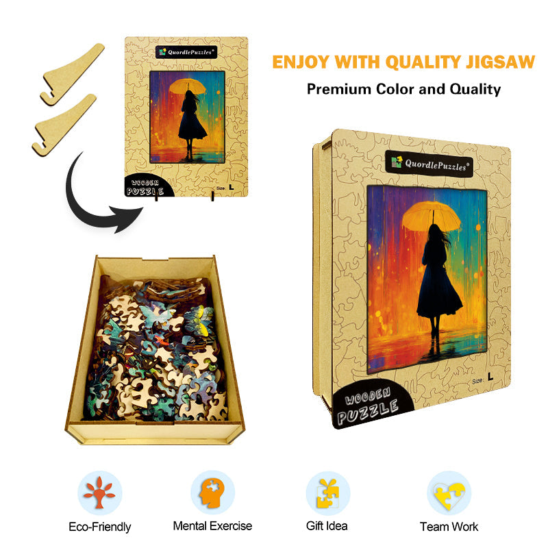 Rain Silhouette Wooden Jigsaw Puzzle
