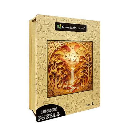 Autumn Forest Paper Cut Wooden Jigsaw Puzzle