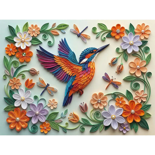 Colorful Kingfisher in Bloom Wooden Jigsaw Puzzle