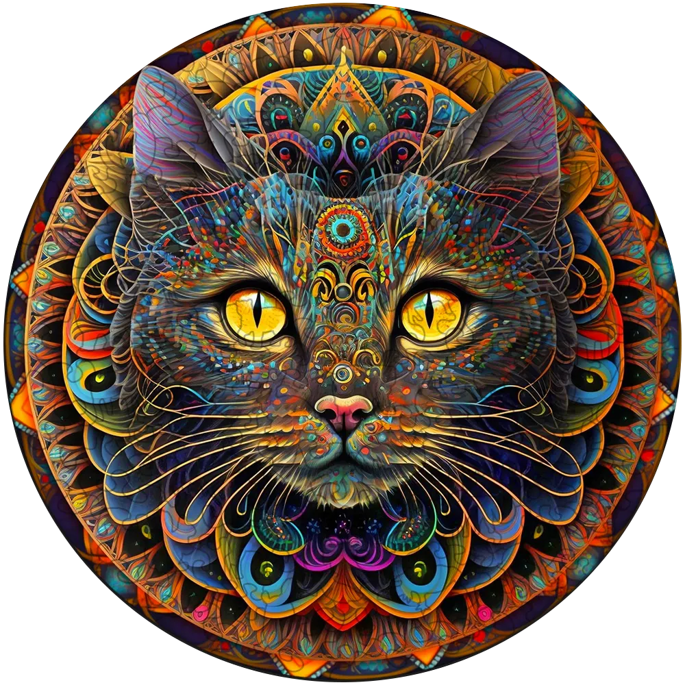 Mandala Cat Wooden Jigsaw Puzzle