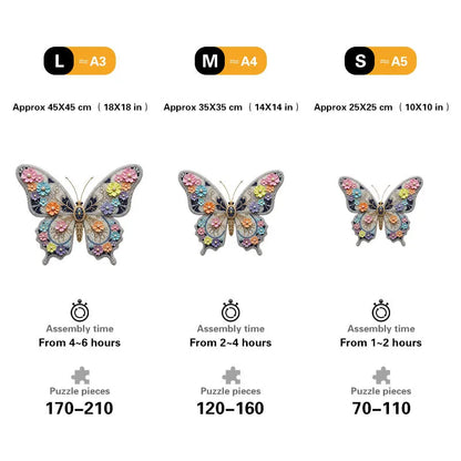 Elegant Floral Butterfly Wooden Jigsaw Puzzle