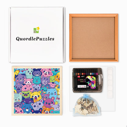 Beastie Bunch- Wooden Coloring Puzzle