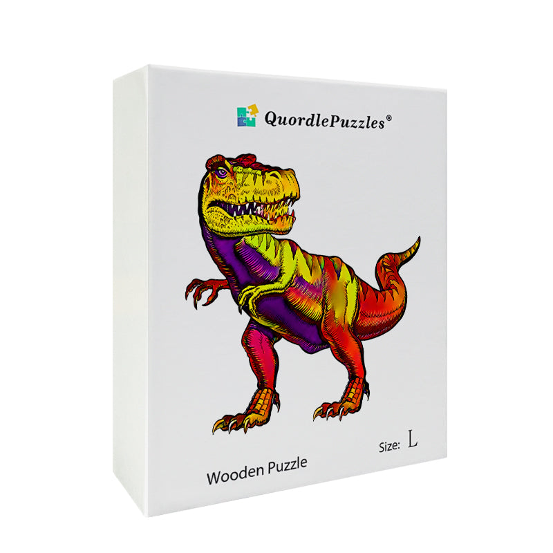 Neon Jungle T-Rex Wooden Jigsaw Puzzle